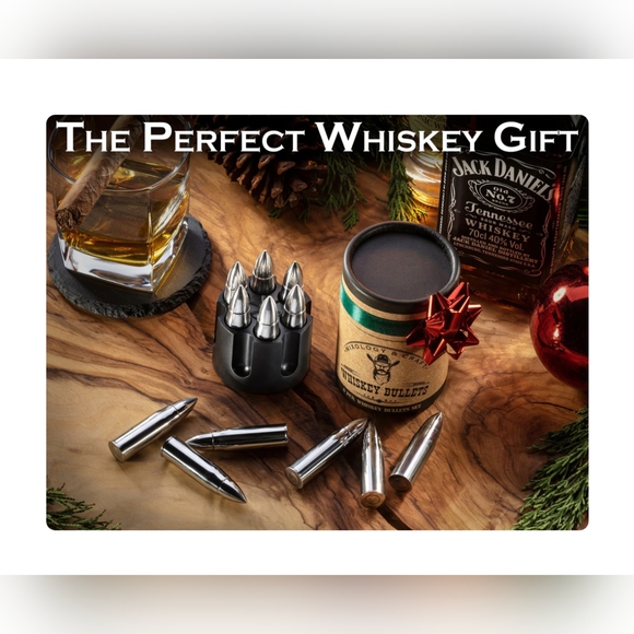 NIB Stainless Steel Bullet Stones Gift Set with Revolver Freezer Base - Picture 4 of 8